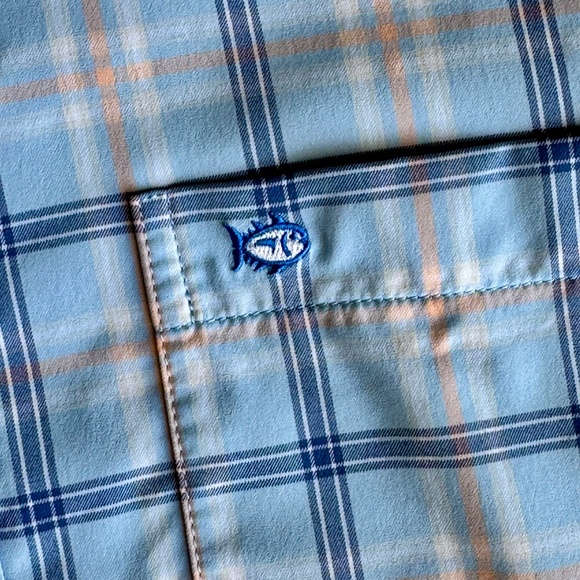 Southern Tide Medium Performance Button Down Shirt Light Blue Plaid - Picture 9 of 14